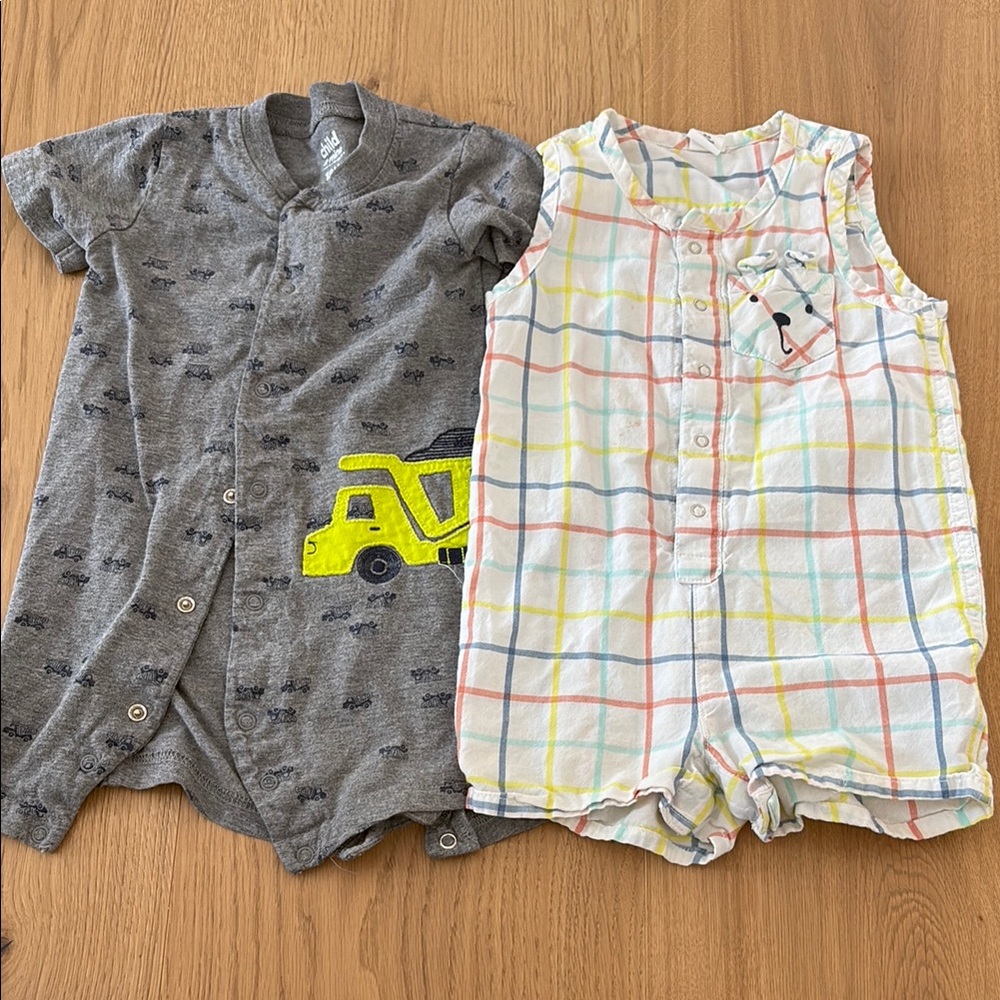 Baby Romper lot - Gray and Multicolor